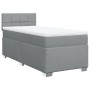 Cama box spring con colchón tela gris claro 90x200 cm