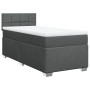 Cama box spring con colchón tela gris oscuro 90x200 cm