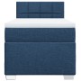 Cama box spring con colchón tela azul 90x200 cm
