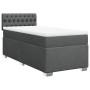Cama box spring con colchón tela gris oscuro 90x200 cm