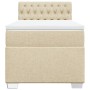 Cama box spring con colchón tela color crema 90x200 cm