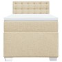 Cama box spring con colchón tela color crema 90x200 cm