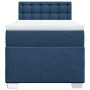 Cama box spring con colchón tela azul 90x200 cm