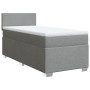 Cama box spring con colchón tela gris claro 100x200 cm