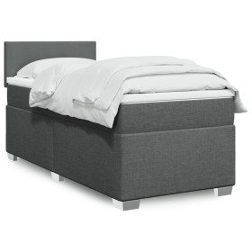 Cama box spring con colchón tela gris oscuro 100x200 cm en Camas y somieres | Comprar online en Foro24