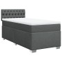 Cama box spring con colchón tela gris oscuro 100x200 cm