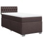 Cama box spring con colchón tela marrón oscuro 100x200 cm