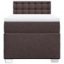 Cama box spring con colchón tela marrón oscuro 100x200 cm