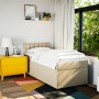 Cama box spring con colchón tela color crema 100x200 cm