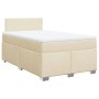 Cama box spring con colchón tela color crema 120x190 cm