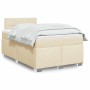 Cama box spring con colchón tela color crema 120x190 cm