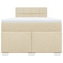 Cama box spring con colchón tela color crema 120x190 cm