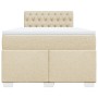 Cama box spring con colchón tela color crema 120x190 cm