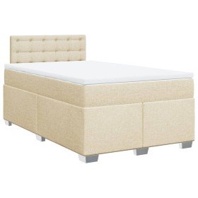 Cama box spring con colchón tela color crema 120x190 cm Cama box spring con colchón tela color crema 120x190 cm