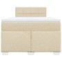 Cama box spring con colchón tela color crema 120x200 cm