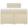 Cama box spring con colchón tela color crema 120x200 cm