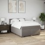 Cama box spring con colchón tela gris taupe 140x190 cm