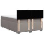 Cama box spring con colchón tela gris taupe 140x190 cm