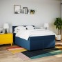 Cama box spring con colchón tela azul 140x190 cm