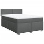 Cama box spring con colchón tela gris oscuro 140x200 cm