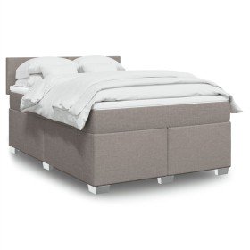 Cama box spring con colchón tela gris taupe 140x200 cm en Camas y somieres | Comprar online en Foro24
