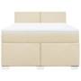 Cama box spring con colchón tela color crema 140x200 cm