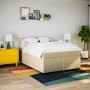 Cama box spring con colchón tela color crema 140x200 cm
