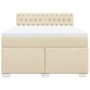 Cama box spring con colchón tela color crema 140x200 cm