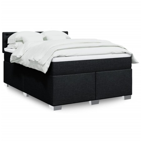 Cama box spring con colchón tela negro 140x200 cm en Camas y somieres | Comprar online en Foro24