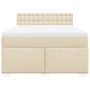 Cama box spring con colchón tela color crema 140x200 cm