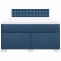 Cama box spring con colchón tela azul 140x200 cm