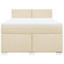Cama box spring con colchón tela color crema 160x200 cm
