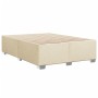 Cama box spring con colchón tela color crema 160x200 cm