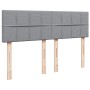 Cama box spring con colchón tela gris claro 160x200 cm