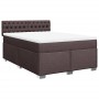 Cama box spring con colchón tela marrón oscuro 160x200 cm en Camas y somieres | Comprar online en Foro24