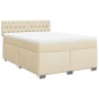 Cama box spring con colchón tela color crema 160x200 cm en Camas y somieres | Comprar online en Foro24
