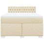 Cama box spring con colchón tela color crema 160x200 cm en Camas y somieres | Comprar online en Foro24