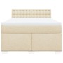 Cama box spring con colchón tela color crema 160x200 cm