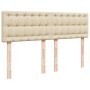 Cama box spring con colchón tela color crema 160x200 cm
