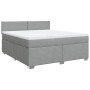 Cama box spring con colchón tela gris claro 180x200 cm