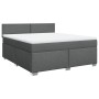 Cama box spring con colchón tela gris oscuro 180x200 cm