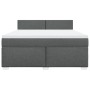 Cama box spring con colchón tela gris oscuro 180x200 cm