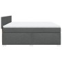 Cama box spring con colchón tela gris oscuro 180x200 cm