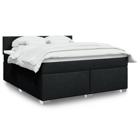 Cama box spring con colchón tela negro 180x200 cm