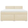 Cama box spring con colchón tela color crema 180x200 cm