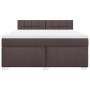Cama box spring con colchón tela marrón oscuro 180x200 cm