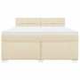 Cama box spring con colchón tela color crema 180x200 cm