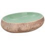 Lavabo sobre encimera ovalado cerámica verde marrón 59x40x15 cm