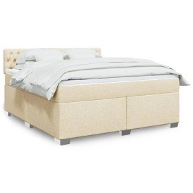 Cama box spring con colchón tela color crema 180x200 cm en Camas y somieres | Comprar online en Foro24