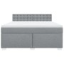 Cama box spring con colchón tela gris claro 180x200 cm